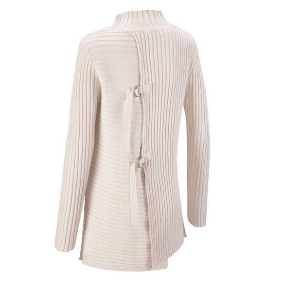 CAbi 3363 D-Ring Pullover Ribbed Sweater Cream, Size S - Picture 4 of 10
